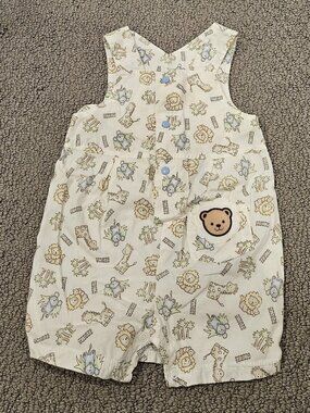 🐾 Little Wonders Vintage Baby Overalls – Size 6–9 Months